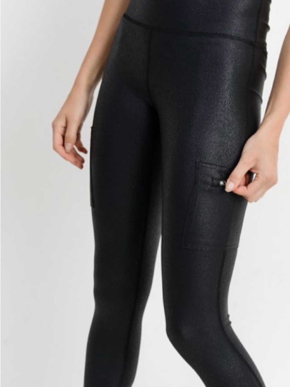 Mono B High-Waist Black Shimmer Leggings NWT